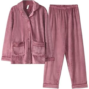 Pyjama sets pyjama open sluiting knop dikke loungewear pyjama vrouwelijke winter (Color : A, Size : XL code)