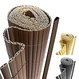 interGo PVC Sichtschutzmatte mit Zaunabdeckung Stabil Sichtschutzzaun Privatsphäre Sichtschutz Wetterfest für Garten, Balkon und Terrasse, mit Montagezubehör-kit(80x600cm, Braun)