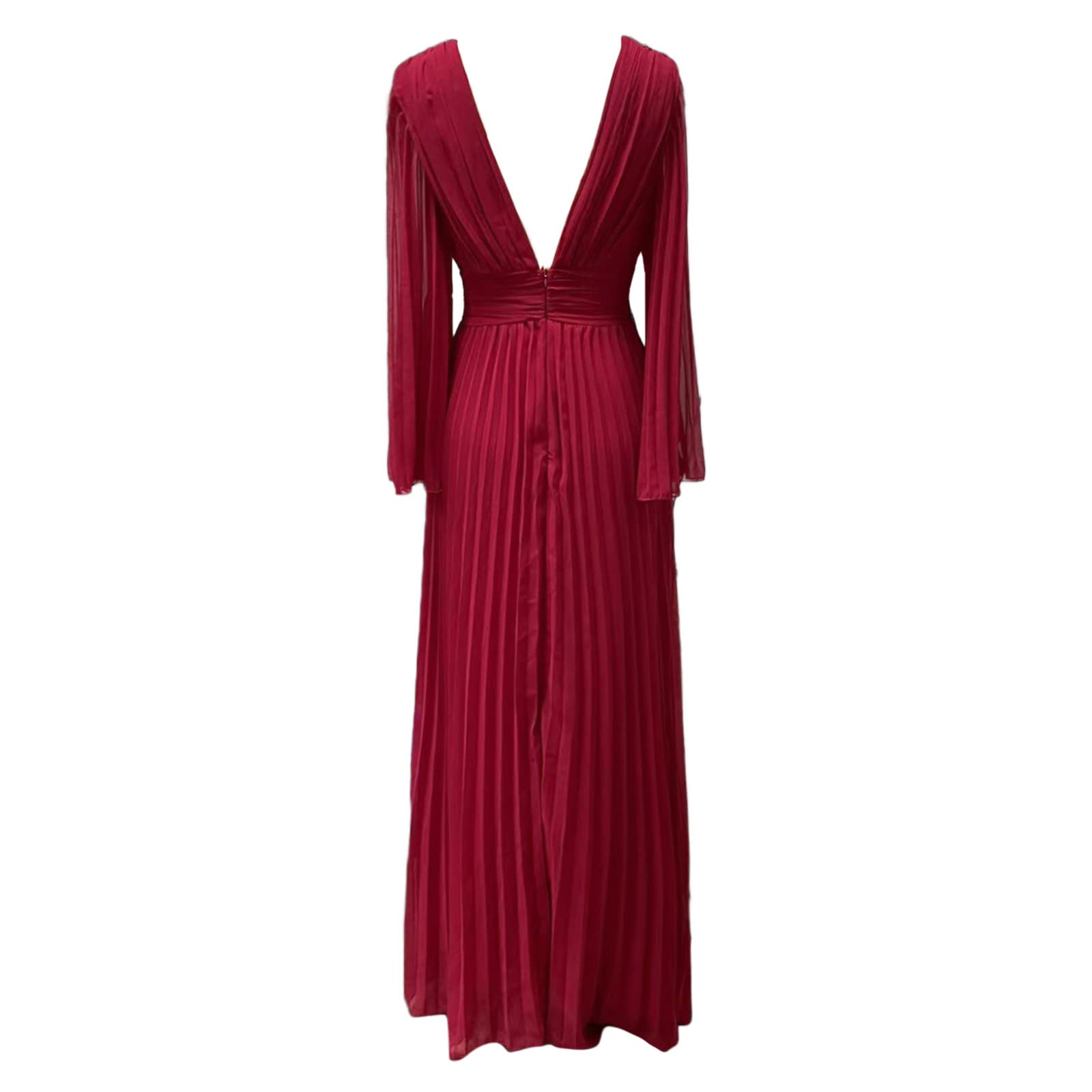 Brautkleider Hochzeitskleider Langarm Tiefer V-Ausschnitt Ballkleider Damen Lang Tüll Abendkleider Elegant Maxikleid Cocktailkleid High Waist Swing Kleider Partykleid A Linie Tunika Kleid