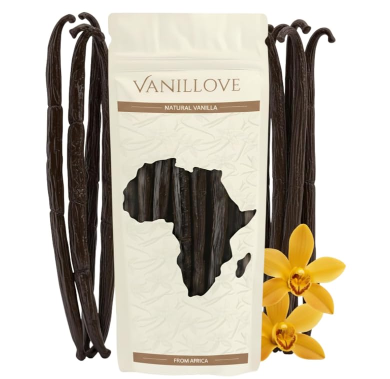 Vanillove Premium Bourbon Vanilla Beans XXL 15 Piezas 16-18 cm, vainas de Vainilla Real Grado A, Calidad Gourmet, aromáticas para Hornear y postres