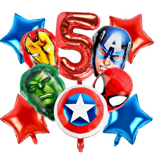 Ballons de Fête Avengers, 10 Pièces Super-Héros Ballons, Super Héros Ballon en Aluminium Kit, Superhero Fête Ballons, Spider-Man Ballons d'anniversaire, Ballon de Fête fur Anniversaire, Cosplay Cover