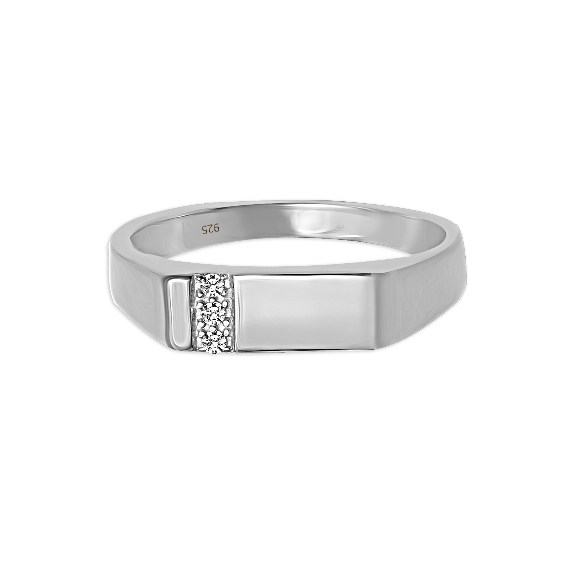 925 Sterling Silver BIS Hallmarked Rhodium Plated Sparkling Cubic Zirconia Wedding Ring for Men and Boys (Ring Size - Indian-23, US-11 No.)-image-49