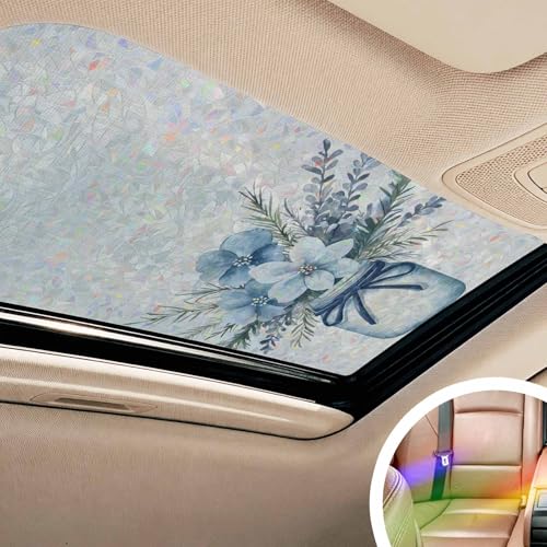 Película de privacidad azul floral 19.6"x39.3" miniatura 5