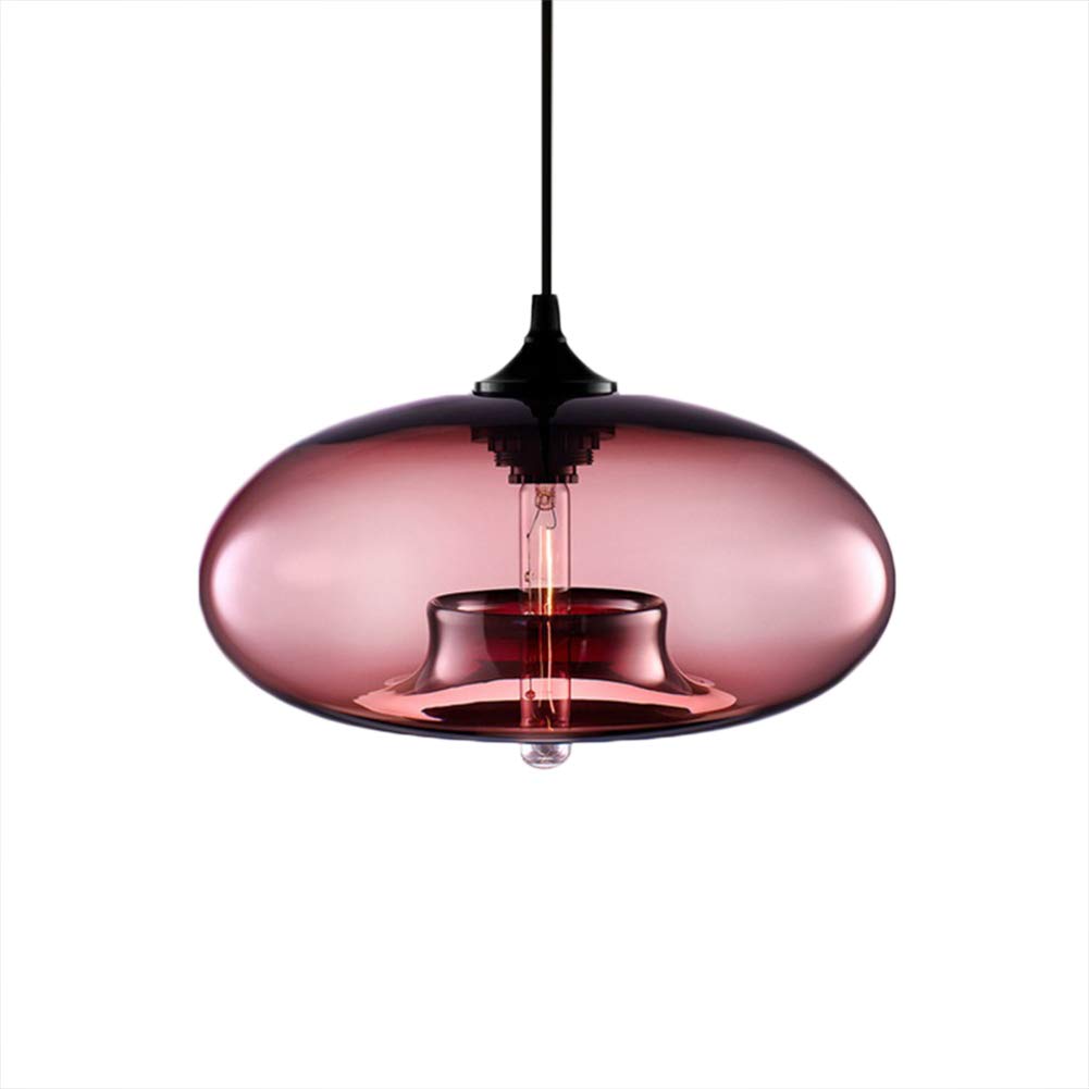 CSXSXAUO Pendant Lamp Glass LED Lampshade Nordic Ceiling Hanging Lighting Chandelier Restaurant Bar Dining Room Indoor Blue Decor Light ChandelierWW (Color : Rose Red) Star of
