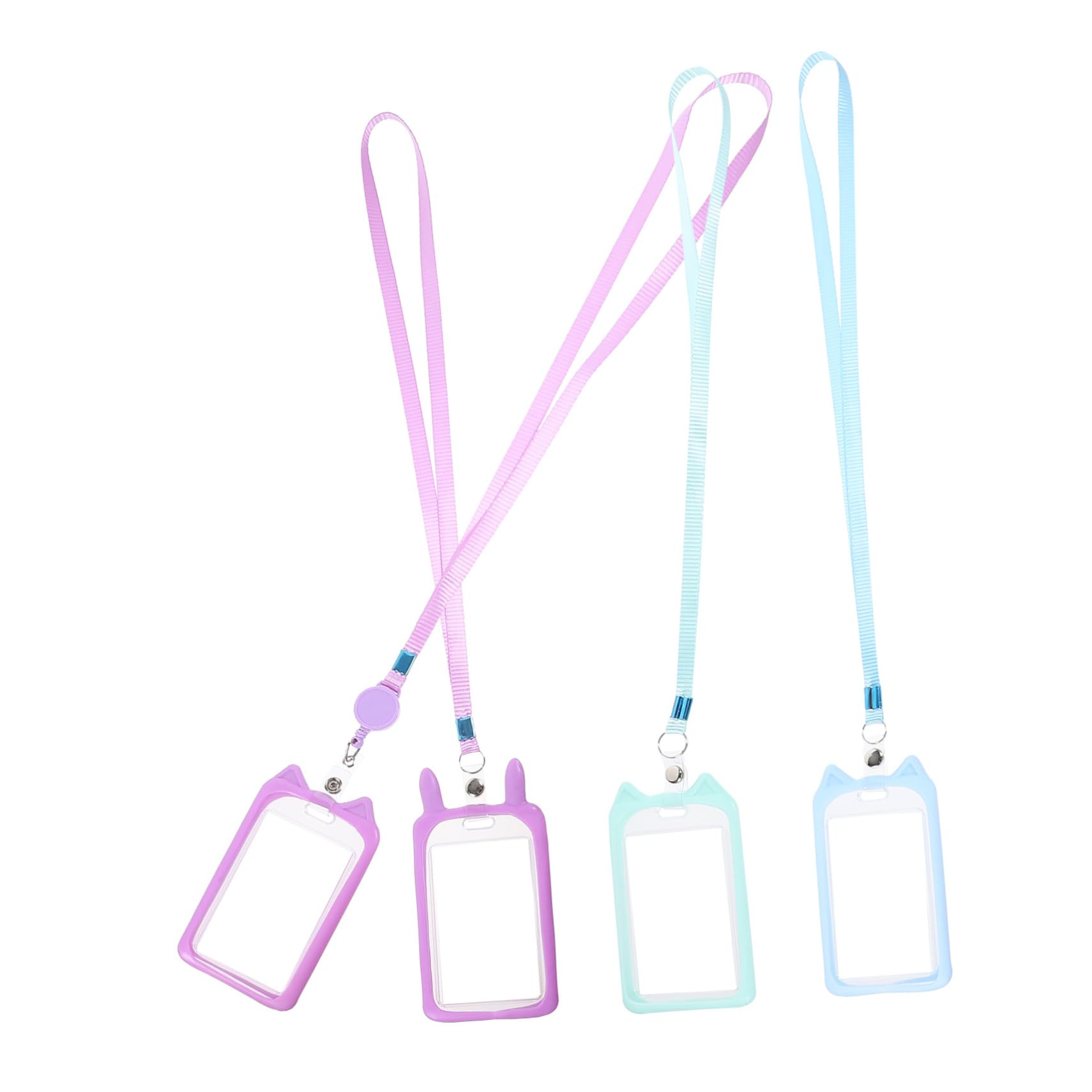 Operitacx 20piezas Titular De Identificación De Cartoon Con Lanyard Funda Para Tarjetas De Nombre Para Transporte Público Trabajo y Escuela Gato Mezcla De