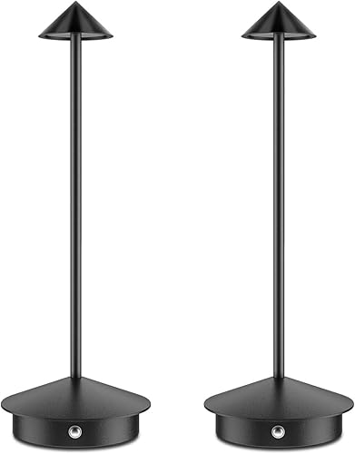 SCOPOW Paquete de 2 lámparas de mesa inalámbricas recargables pequeñas portátiles (6000 mAh), uso en exteriores e interiores, gradiente de 3 colores