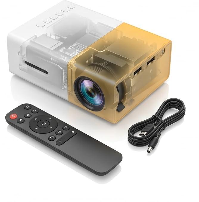 Image of LED Projector Yellow and White Portable Home Theater Projector