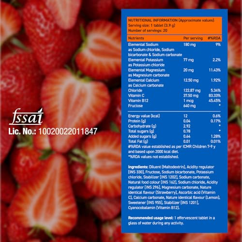 Image of Fast&Up Reload (5 Litres) Low Sugar energy drink for Instant Hydration - 20 Effervescent Tablets with all 5 Essential Electrolytes + Added Vitamins - Certified Electrolytes Drink - Berry flavour