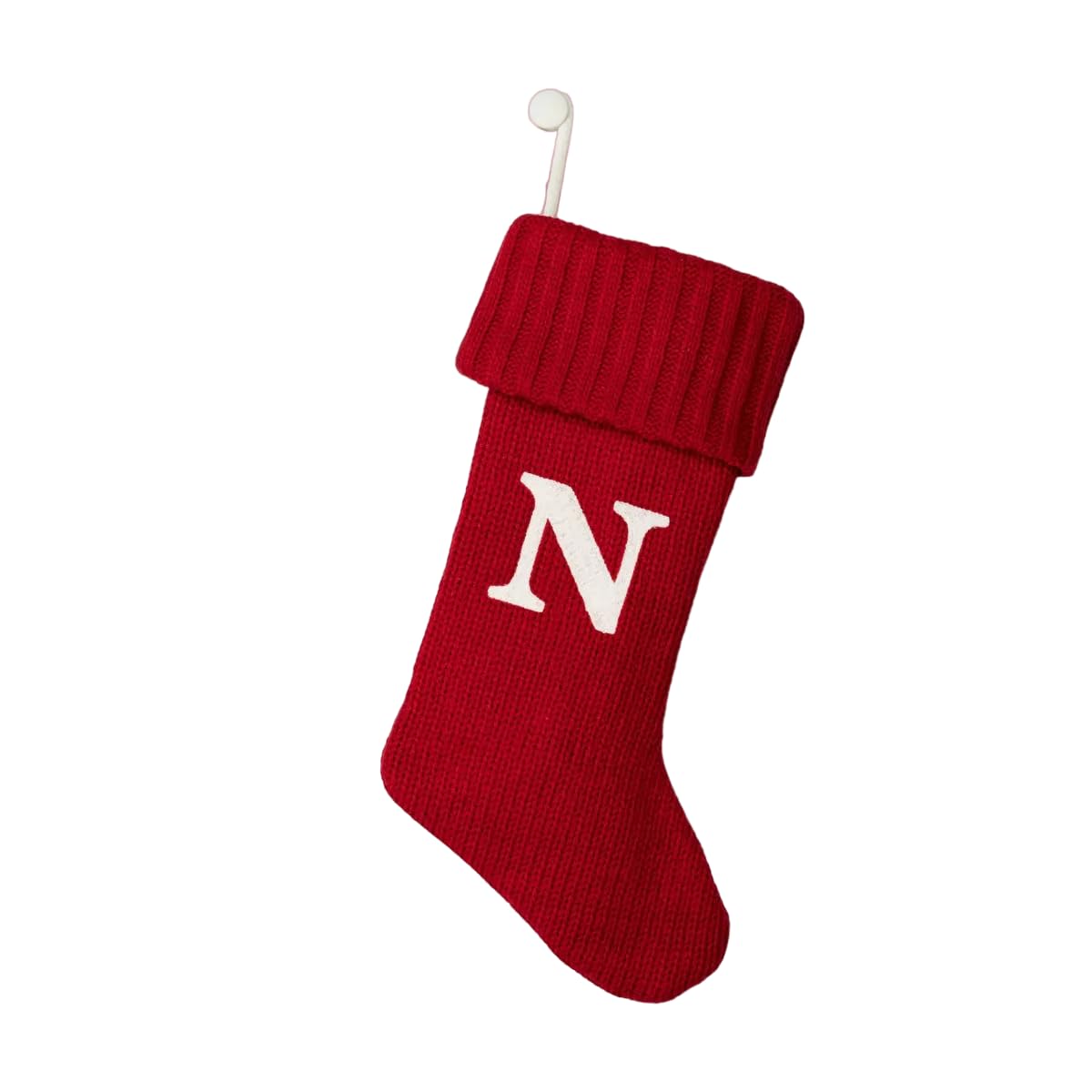 (2) Wondershop Christmas Holiday Red Thick Knit Stocking Monogram Letter N Measures 19''