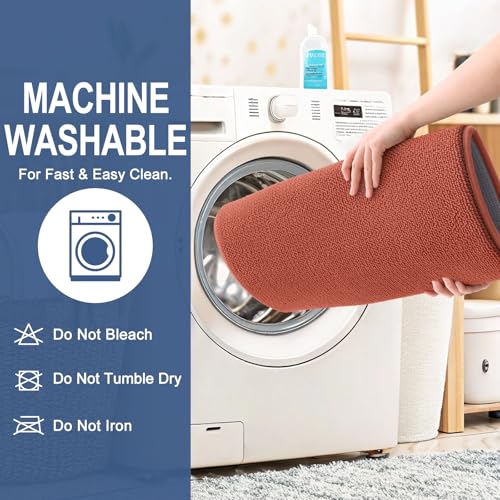 Image of OLANLY Thick Memory Foam Small Bathroom Rugs 24x16, Extra Soft Absorbent Bathroom Mat, Quick Dry Bath Mats, Non-Slip, Machine Washable Carpet, Tub and Shower, Home Decor Accessories, Rustic Terracotta