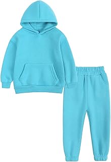 MYGBCPJS Youth 2PCS Jogger Outfits Set Fleece Hooded + Sweatpants Boys Girls Athletic Sweatsuits Pullover Clothes