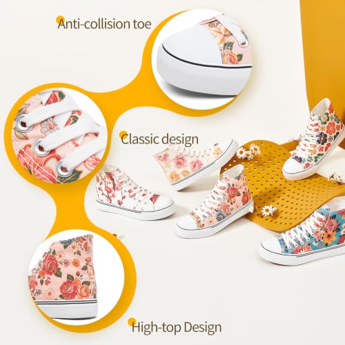 Image of yageyan Womens High Top Canvas Sneakers Fashion White Shoes for Women