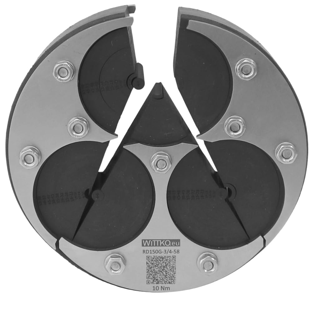 WITTKOWARE 150mm Mauerdurchführung (DN150 Ringraumdichtung), geteilt, für bis zu 3 Kabel oder Rohre 4-58mm
