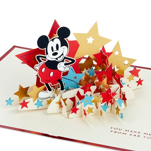 Hallmark Disney Mickey Mouse, Carte 3D et pop-up pour toute occasion, étoiles de célébration, anniversaire, fête des pères, fille, fils, nièce, neveu,...