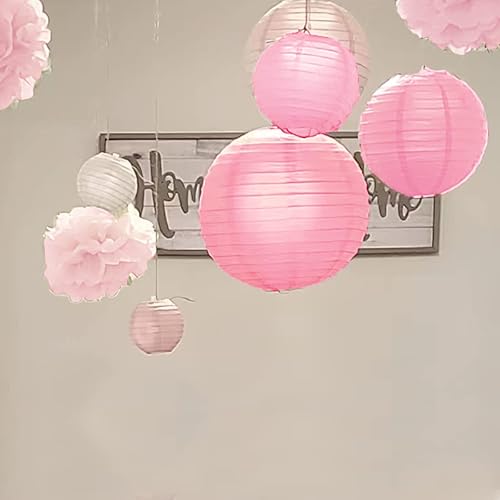 Miniatura 2 de Pink Paper Lanterns with Lights16pcs 6" 8" 10" 12" Hanging Decorative Chinese Paper Lantern with 300ft Fishing line for Wedding Baby Shower Birthday