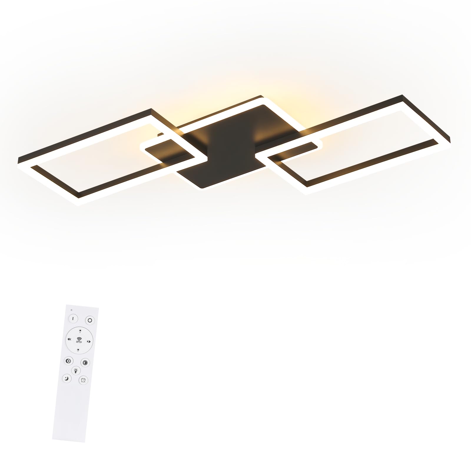 ZMH Lámpara LED para techo de salón - Lámpara grande negra para salón regulable con mando a distancia 63 W lámpara moderna para dormitorio lámpara metálica para cocina 80 cm para comedor, oficina