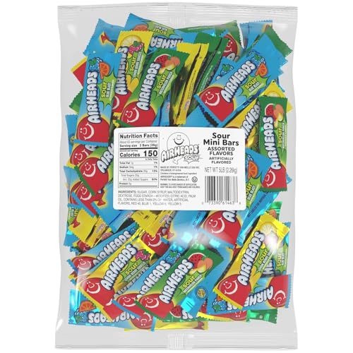 25% coupon - Airheads Mini SOUR Bars, Individually Wrapped Candies, 5lb Bag