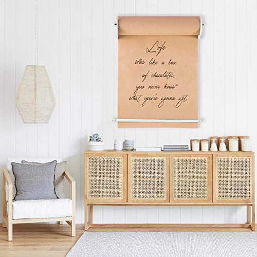 MINIBEAR Wall Mounted Kraft Paper Roll Holder & Cutter for to Do Lists, DIY Drawing, Taking Note, Artwork, Daily Special - Fits 36” Roll - White