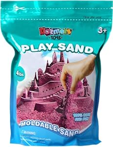 Dazmers Pink Play Sand 4 LB Refill Pack for Your Sand Toys or Playsets  Bulk Replacement Sensory Sand Feels Wet but is Dry  Sticks Together for Shaping,  Squeezing,  Scooping,  Rolling and Molding Fun