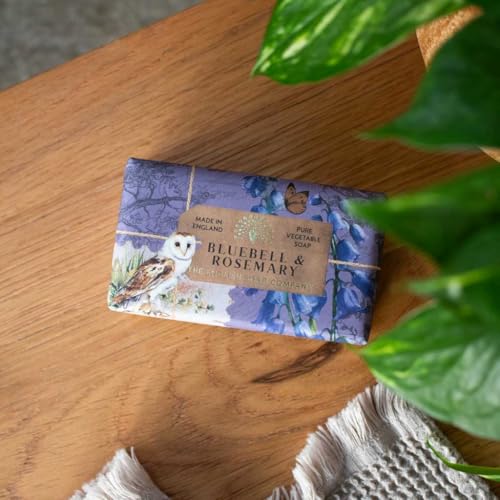 The English Soap Company Anniversary Bluebell and Rosemary Soap - Luxury Shea Butter Bar - Floral Bluebell Scent Moisturising Vegan Friendly Recyclable Gift Soap Made in England 190g