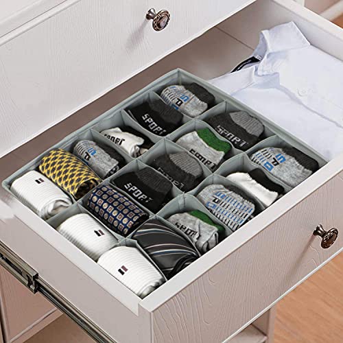Image of HOKIPO Non-Woven Undergarment Organizer Storage Box for Drawers Bra Panty Socks Tie Lingerie Organizer for Wardrobe, Grey, 18 Grids (IN-333-GRY)