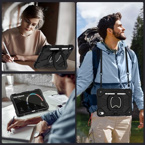 Image of Auizotl Case for iPad (A16) 11th /10th Generation 2025 /2022,360 Rotating Stand iPad Case 10th Generation with Screen Protector Pencil Holder,Heavy Duty Shockproof i Pad 11.0 /10.9 Inch Cover,Black