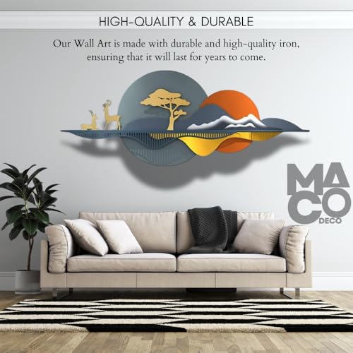 Image of MACODECO Elegant Home Decor Deer wall decor - Wall Decor Items for Living Room, Sophisticated Home Decoration Items for Living Room - Enhance Your Space with Stylish Wall Art