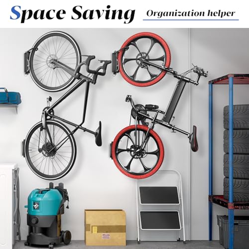 WELDUN Bike Wall Mount 2 Set, Bike Hanger Rack, Swivelling Bike Holder - Image 2
