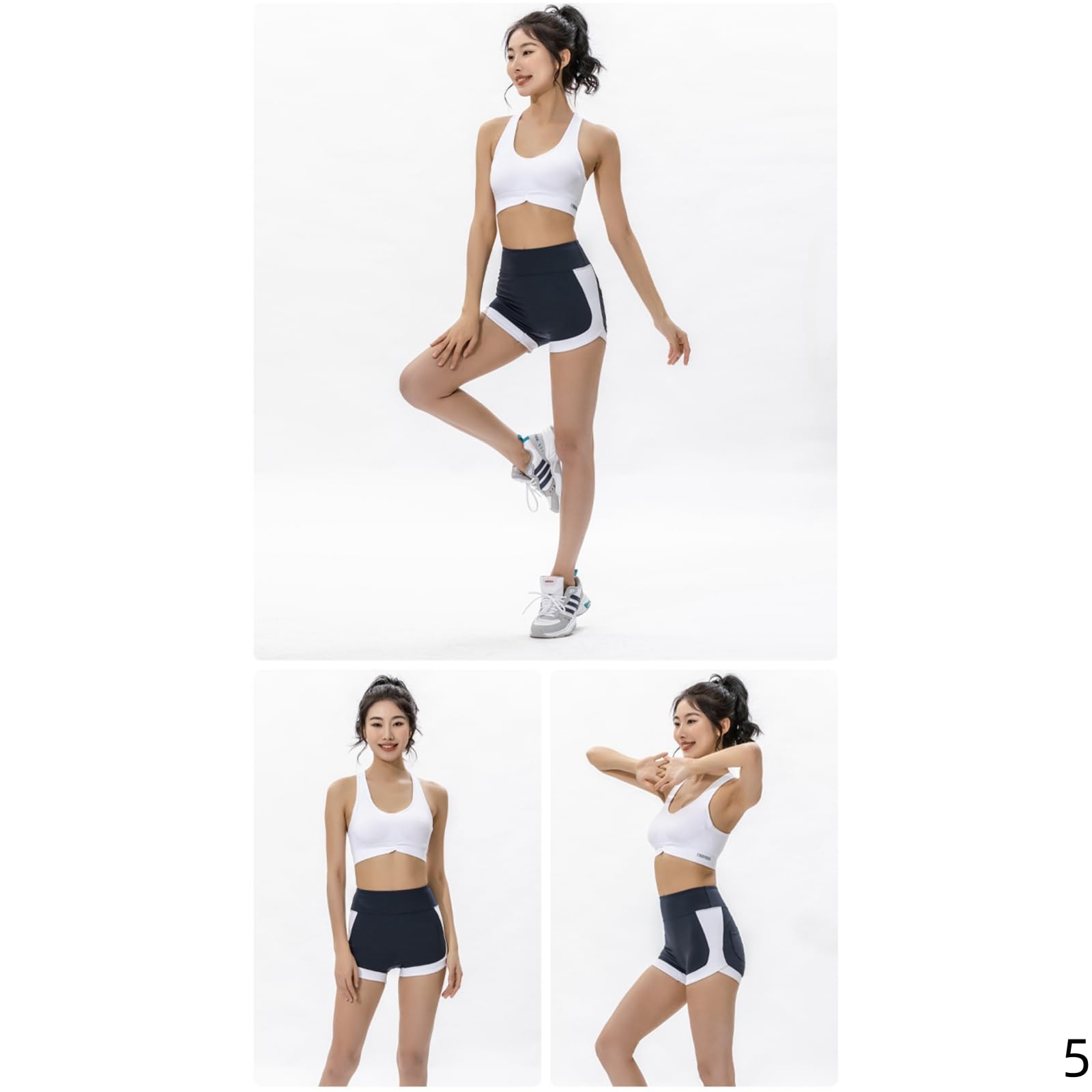 Shorts Donna Pantaloncini di Fitness Sportivi Estivi per Le Donne Ad Alto Numero Anca con Tasche Elastico Asciugatura Rapida Elastica-Blu-m