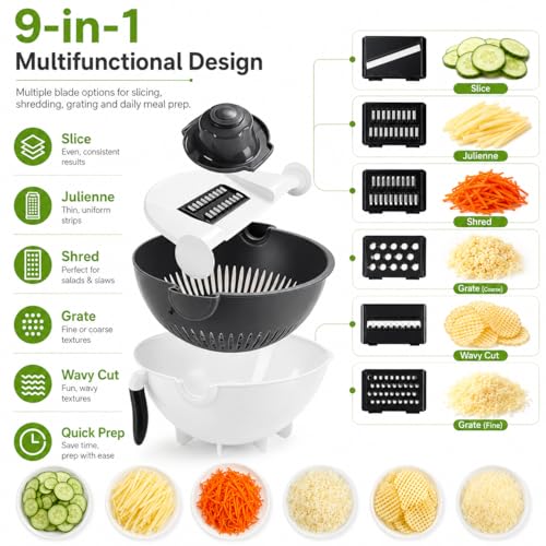 Cortadora multifuncional de vegetales 9 en 1 2 piezas miniatura 3