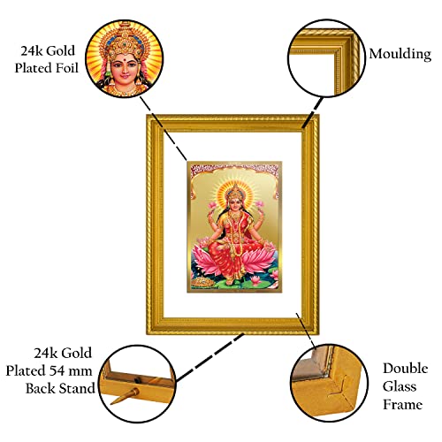 Image of Diviniti Lakshmi Gold Plated Wall Photo Frame, Table Decor| DG Frame 056 Size 3 and 24K Gold Plated Foil| Religious Photo Frame Idol For Pooja, Gifts Items (32.5 CM X 25.5 CM)