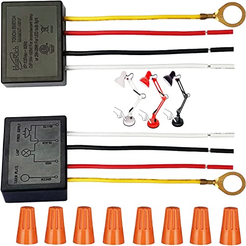 Gzzhixin Touch Table lamp Switch,3 Way Touch Sensor dimmer,Touch Switch,Light Dimmer,Touch Lamp Control Module,Touch Lamp Replacement Kit,ETL Listed(Set of 2 Industrial ),Black,MT,2x1.4x0.6 inch