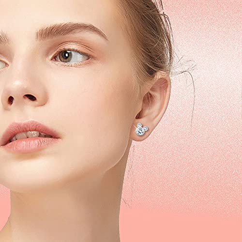 Mouse Shape Stud Earrings 925 Sterling Silver Stud Earrings for Women Jewelry (Mouse White)3