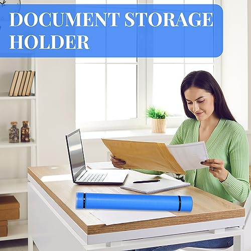 Image of Ireer 6 Pcs Expandable Poster Tube with Strap for Documents Artwork Container Poster Transport Map Holder Tube Blueprint Storage Carrying Case for Architect Teacher Student 24.5'' to 40'' (Blue)
