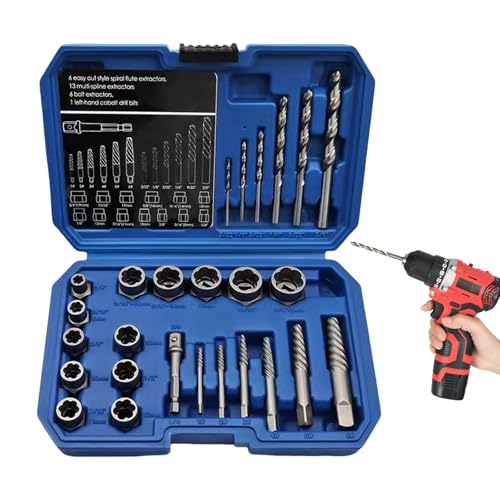 Kit de extracción de perno: extractor de tornillo de 10 piezas, piezas de perforación de acero resistente, herramienta de agarre para servicio pesado | Juego fácil para proyectos de mantenimiento para