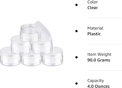 Miniatura 8 de SATINIOR - Paquete de 6 recipientes de plástico redondos transparentes a prueba de fugas, con tapa para almacenamiento en viajes, sombra de ojos,