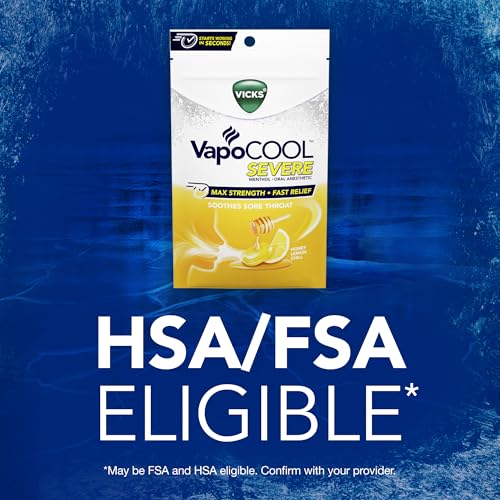 Vicks VapoCOOL Severe Medicated Sore Throat Drops, Fast-Acting Max Strength Relief, Soothes Sore Throat Caused by Cough, Powerful Vapors, Menthol, Honey Lemon Chill, 70 Count - image 6
