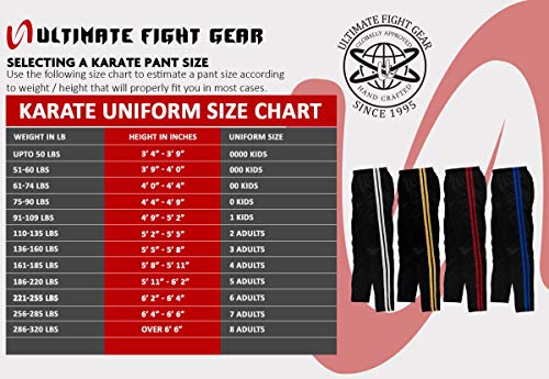 Ufg Martial Arts Striped Karate Pants Cotton & Polyester Blended - Kids Adults Unisex (Blue, 000) #TOP3