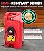 15 gal Gas Can, Heavy-Duty Gas Tank and Fuel Caddy with Manual Fuel Transfer Pump, Portable Fuel Tank on Wheels with 10 ft Hose for Lawn Mowers, Cars, Boats, ATVs, Home and Farm Use, Red