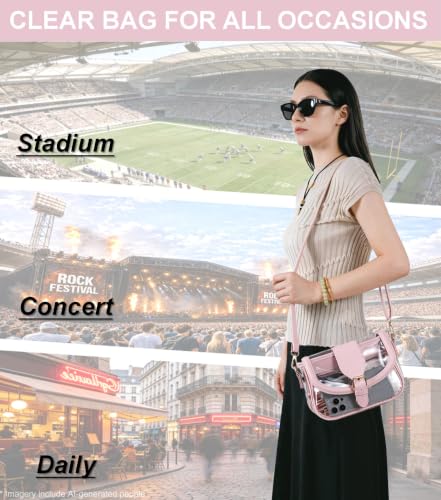 Image of Clear Bag for Stadium Events, Stadium Approved Clear Crossbody Bag for women,Waterproof Saddle bag for Concert