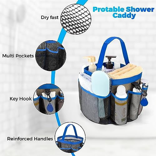 Mesh Shower Caddy Portable for College Dorm Room Essentials,Shower Caddy Dorm with 8-Pocket Large Capacity,Quick Dry Shower Caddy Bag for Bathroom, Beach,Gym - Thumbnail 2