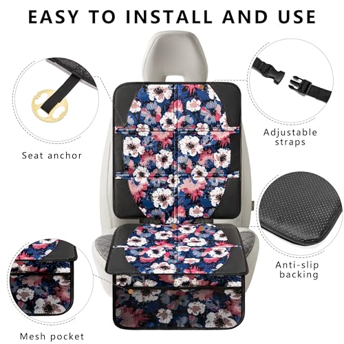 Image of Car Seat Protector for Child Car Seat, 2 Pack Baby Car Seat Covers with Mesh Pockets & Non-Slip Backing 600D Durable Seat Protector Under Baby Car Seat for Car Back Seat (Watercolor, Large)