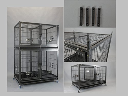 Homey Pet-43 All Metal Open Top Stackable Heavy Duty Cage(Upper) w/Floor Grid, Tray, Divider, and Feeding Bowl - Image 8