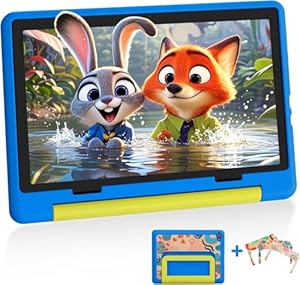 Laptok Kids Tablet, Android 15 Kids Tablet 10 inch Octa-Core with 20GB+64GB+1TB Expand Tab for Toddler Child｜ Parental Control｜WiFi 6｜BT 5.3｜Dual Camera｜Protective Case｜Great Gift for Children(Blue)