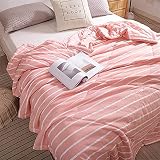 Fansu Colcha Acolchada Fina Suave Cubrecama Rellenos Finos Toda Temporada Edredón Reversible Estampada Colchas Bouti Cama 90/135/150, Manta para Sofa (Rayas Rosas,150x200cm)