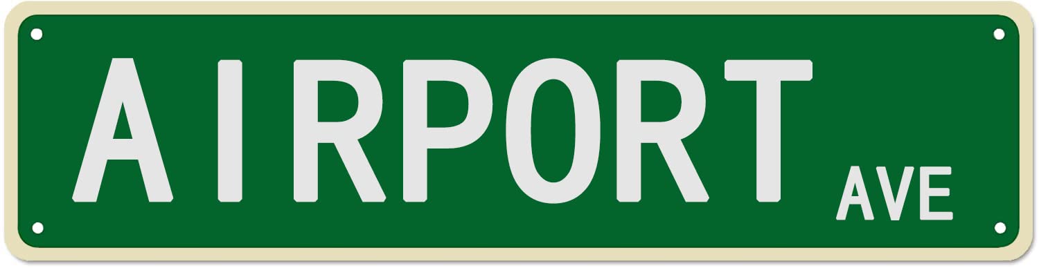 Airport Ave Vintage Tin Signs Art Plaque Aluminum for Bedroom Garden Wall Barn Coffee Hanging Decor 4x16 Inch