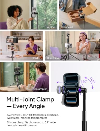 LISEN Tripod for iPhone 18 Pro Max 8K Video Selfie Stick with Remote 67" - image 6