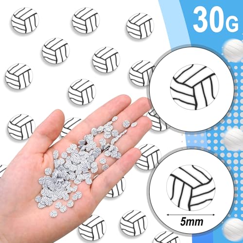 Image of Weysat 30g Mini Volleyball Polymer Clay Slices 0.2 Inch Tiny Clay Volleyball Pieces Sports Sprinkles Ball Confetti for Clips Nail Art DIY Craft Party Decoration Favors for Team Sports Lover