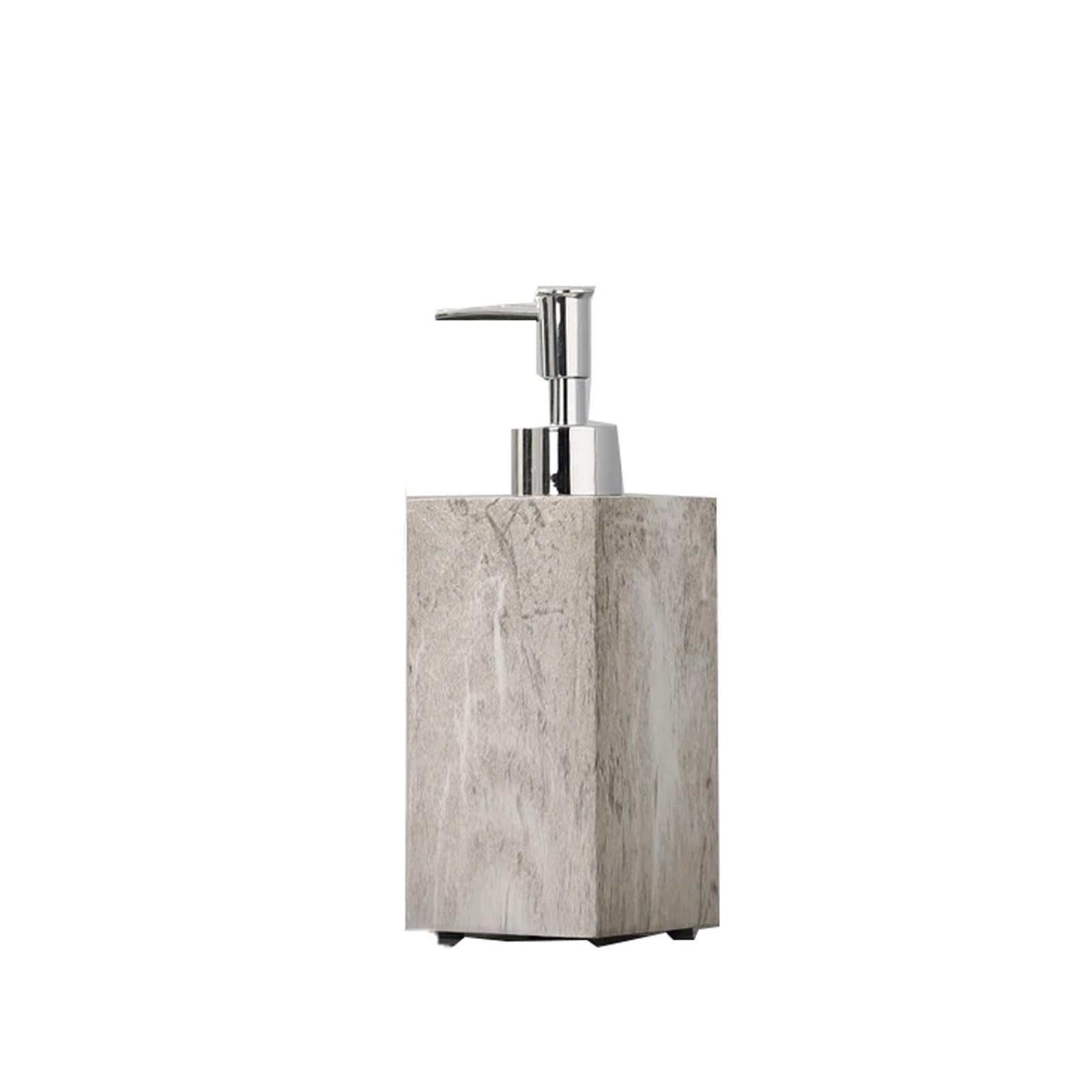 Resin Soap Dispenser Lotion Bottle 16.9oz Capacity, Electroplated Silver Pump, Press-Type Countertop(Light gray)