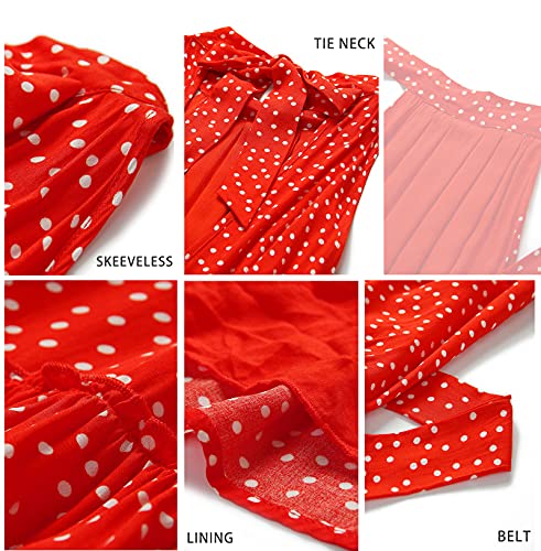 Btfbm Women 2024 Summer Halter Neck Dresses Sleeveless Casual Floral Polka Dot Print Short Boho Ruffle Sundress thumb #7